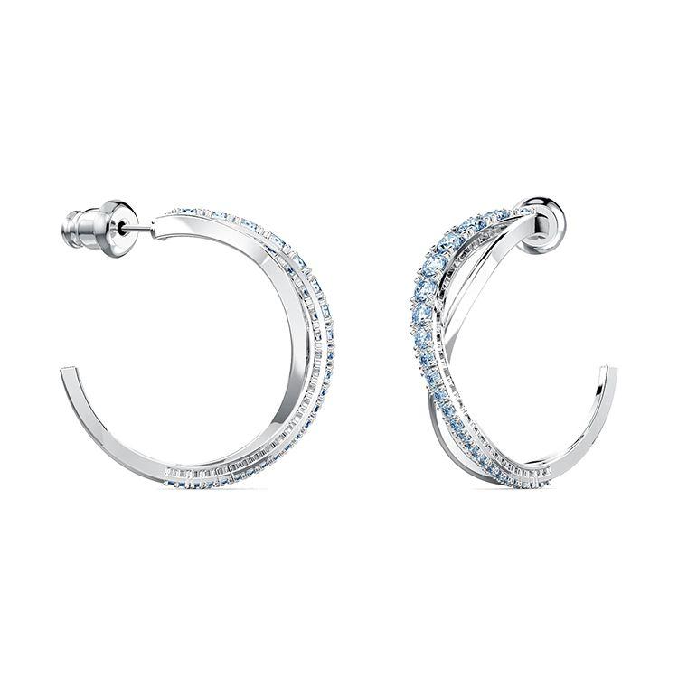 Swarovski Twist Rhodium Plated Pierced Earrings Women earrings Blue 5582807
