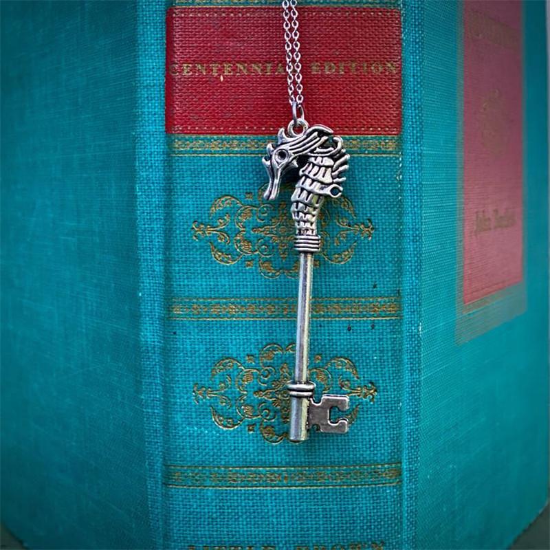Hot Selling Seahorse Key Charm Pendant - Bronze Silver Color Necklace - Vintage Locket Style Accessories Jewelry