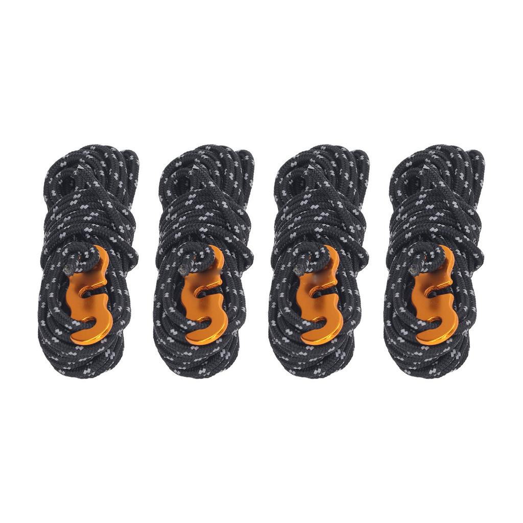 4Pcs 3mm Guy Lines Black 13.1ft Per One Reflective 573lb Load Bearing Tent Cords for Camping