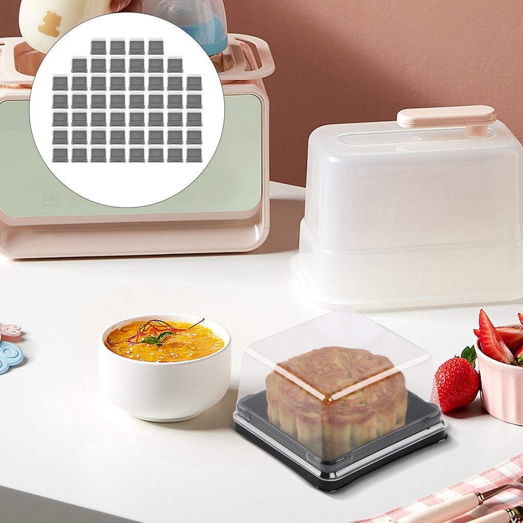 50Pcs Moon Cake Blister Boxes Transparent Plastic Dessert Boxes for Bakery Packing with Good Sealing Effect Reusable Cake