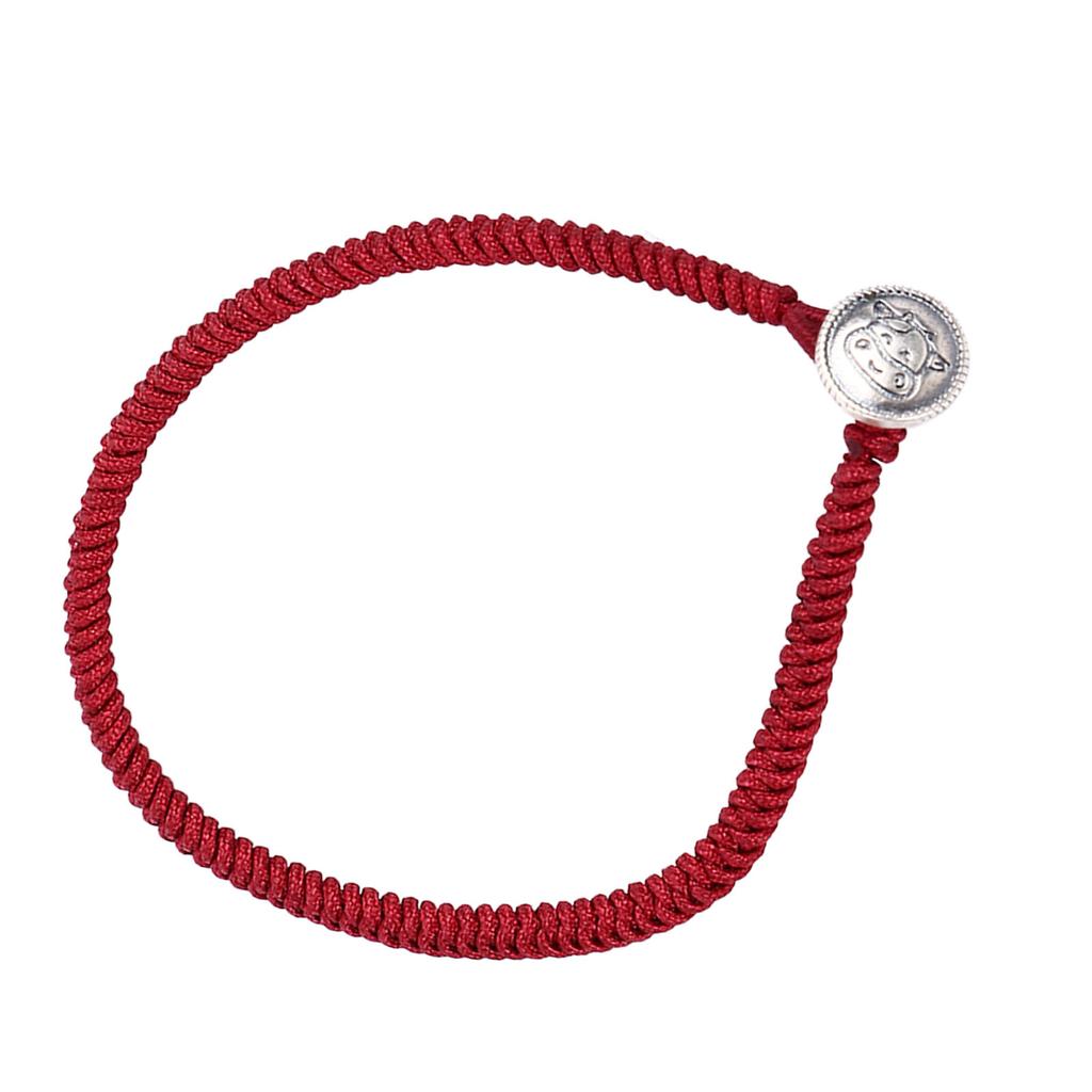 Ox Zodiac Bracelet Red Rope S925 Silver Ornament Woven Bracelet Accessory for Men Women