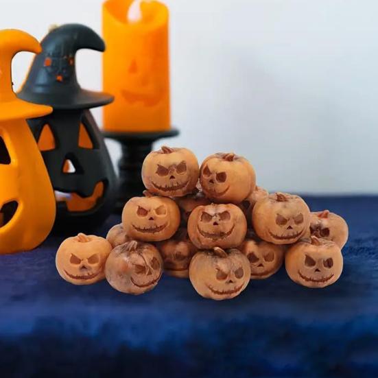 20Pcs Halloween Mini Pumpkin Decorations Resin Miniature Pumpkins Figurines Statues Ghost Themed Crafts Sculptures