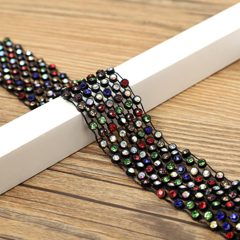 Trendy 1.3M Long Bling Scarf Neckerchief Sparkling Luxury Choker Necklace Crystal Necktie Collar Jewelry Collar