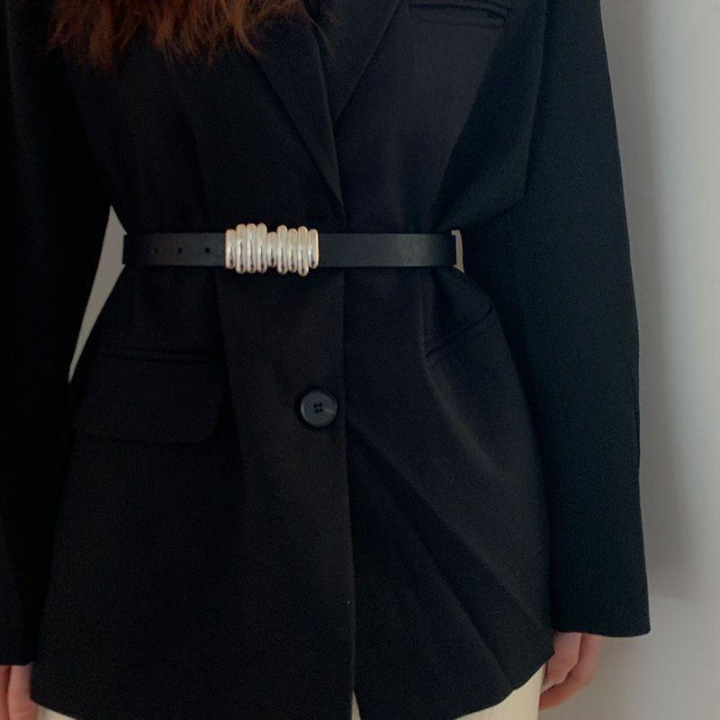Black Chic Vintage Womens Belt Elegant Waist Cincher For Dresses With Stylish Gold Silver Buckles