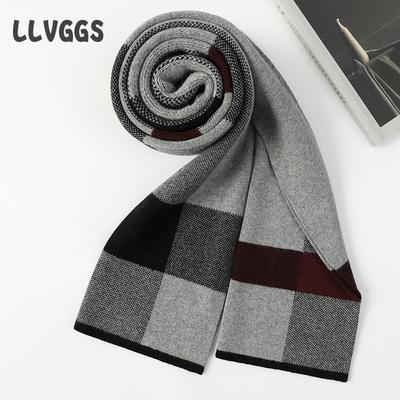 Men's Cashmere Medium and Long Scarf Street Style Business Travel Leisure Simple Scarf Autumn and Winter