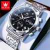 OLEVS 2858 Men's Watches Stainless Steel Waterproof Anti-Scratch Moon Phase Luminous Chronograph Luxury Quartz Men's Wristwatch