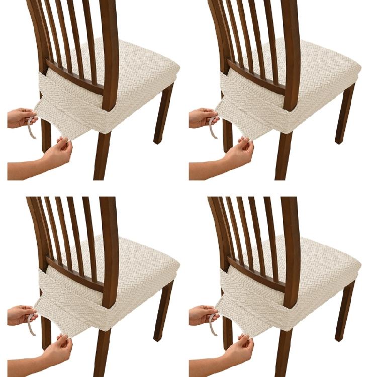 4er-Pack Stuhl Sitzbezug Stretch Jacquard Stuhlhusse für Esszimmer Quadratisch Abnehmbar Waschbar Stuhlschutz