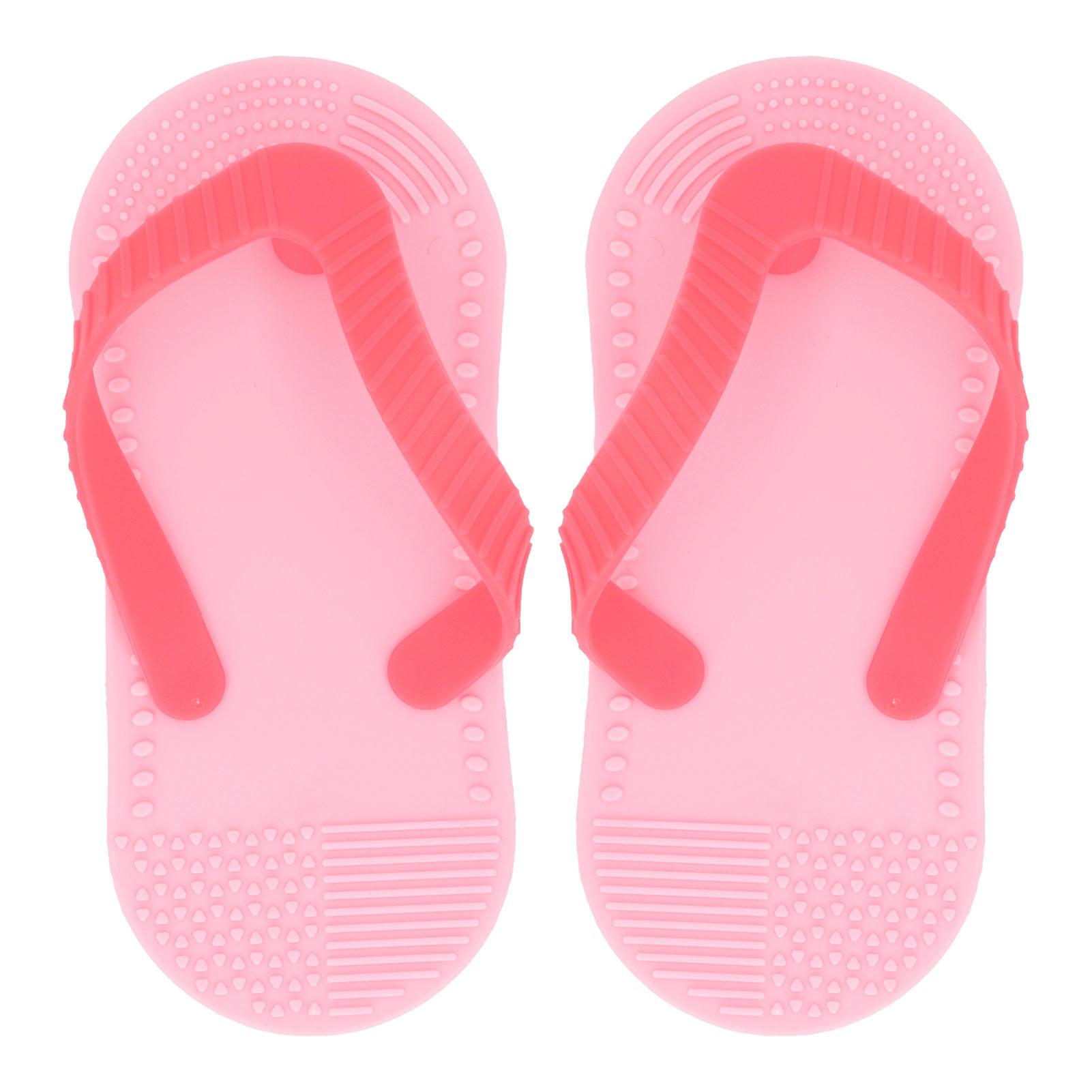 

2 шт. Шльопанці Прорізувач для зубів Дитяча іграшка Заспокоює емоції Зменшує хворобливість Силіконовий прорізувач у формі шльопанців рожевий