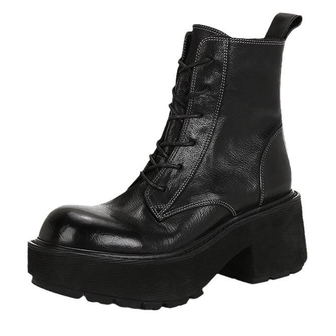 Yuanlitong winter new platform Martin boots women's British style front lace-up cool women's boots wear high-end short boots
