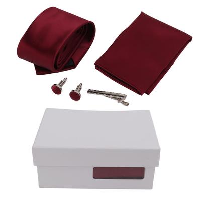 Set Cravată Bărbați cu Batistă, Clips de Cravată, Butoni Manșetă, Design Clasic, Stil Business/Leisure, Delicat