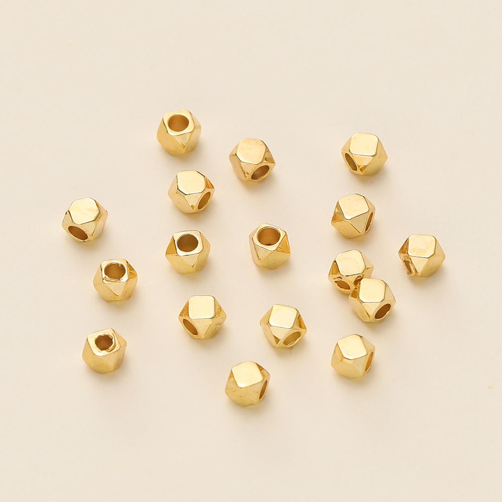 20Pcs/Pack 2*2mm 14/18K Gold Plated Polygonal Spacer Beads For Handmade DIY Jewelry Making Bracelet Necklace Accessories