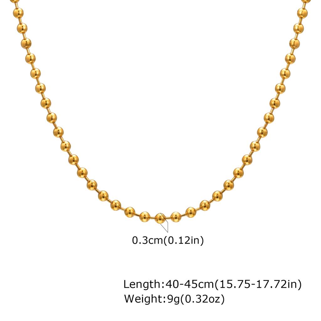 Classic Square Handmade Chain Necklace for Women,Stainless Steel Round Snake Chain Choker Necklace,Water Wave Bead Chain Jewelry
