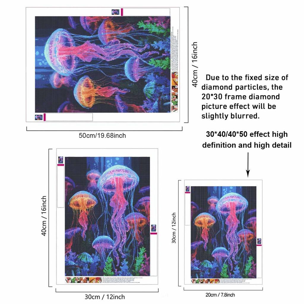 Jellyfish DIY Diamond Art Painting Kit with Shiny Resin Diamonds for Adults Relaxing Craft Wall Decor and Handmade Gift Idea Set Decor