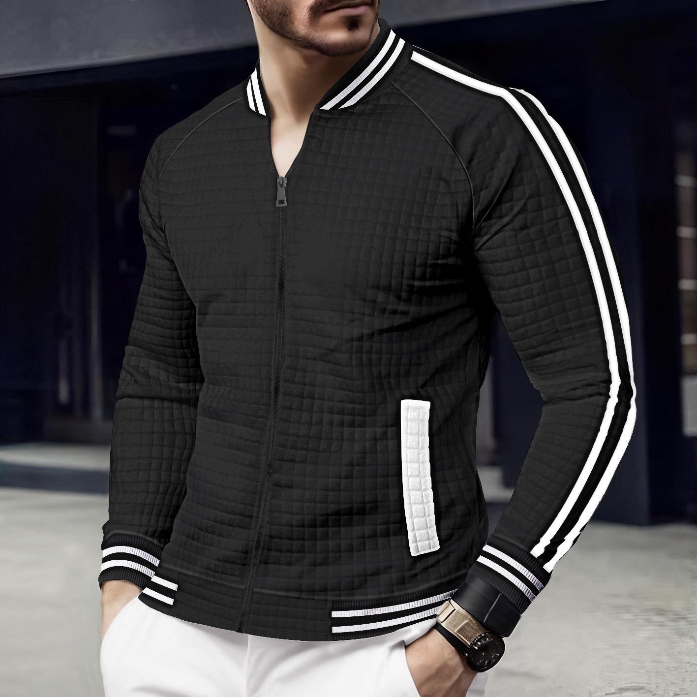 

Европейские и американские куртки, бейсбольные куртки, воротник-стойка большого размера, однотонная молния, универсальные куртки для активного отдыха, топы 3XL чёрный