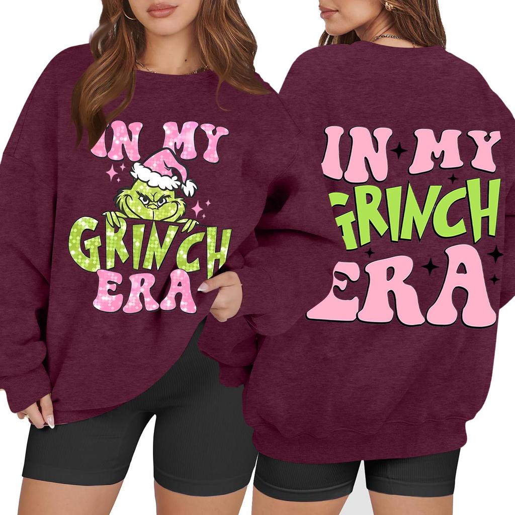 Women's Casual Fashion Long Sleeve Christmas Printed Round Neck Sweatshirt Top