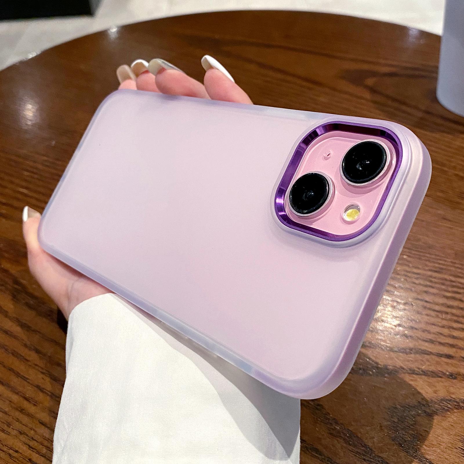 

For iPhone 14 Case TPU+PC Translucent Matte Anti Drop Phone Back Cover Purple