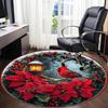 1pc Christmas Cardinal Poinsettia Chair Carpet for Office, Round Non Slip Durable Large Size Office Carpet, Suitable for Office