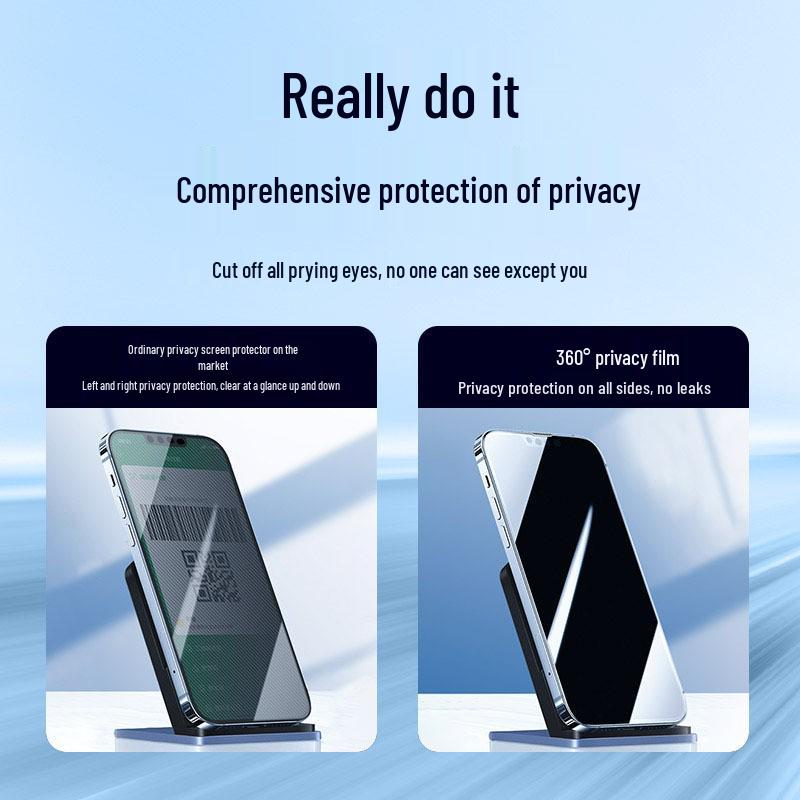 360° Privacy Film: Anti-Peeping Tempered Screen Protector for Apple iPhone 13, 14, 15 Pro
