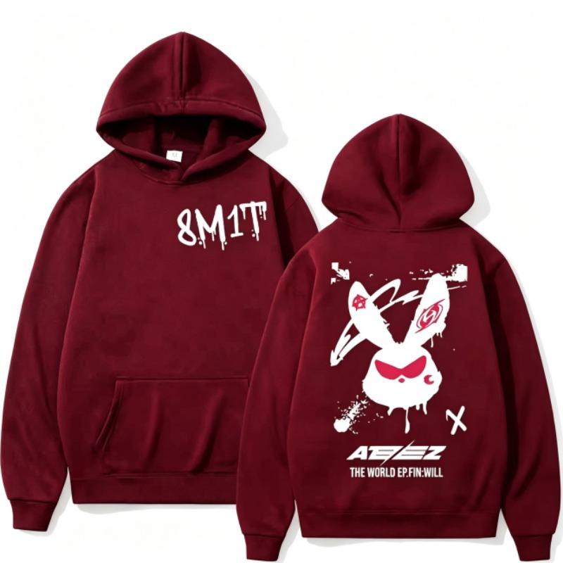 Autumn Men's Women's Hoodies Ateez 8M1T Printing Unisex Fashion Pullover Long Sleeves Loose Casual Vintage Sweatshirts