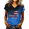 Women's V-Neck Casual Letter Print Short Sleeve T-Shirt, Fashion Graphic Tee Top