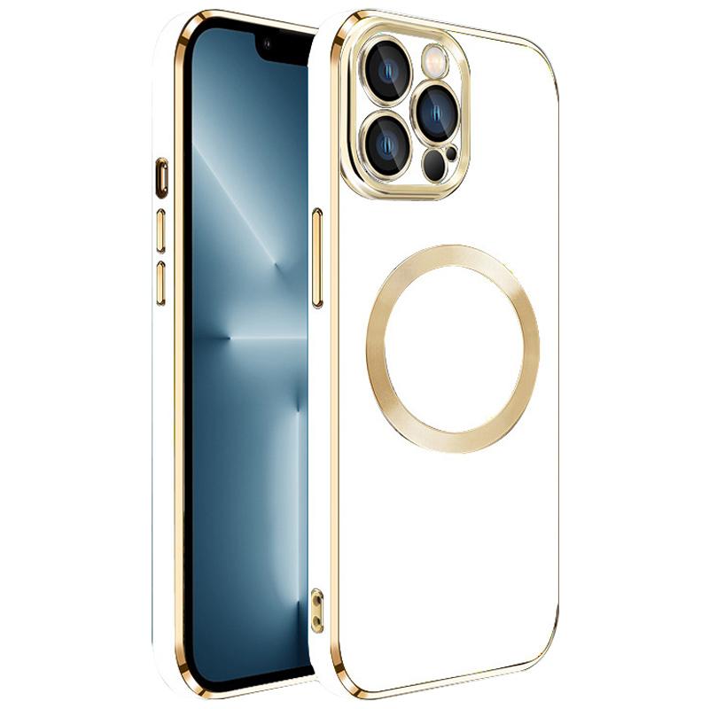 For iPhone 13 Pro Max Magnetic Phone Case Electroplating TPU Cover with Lens Film