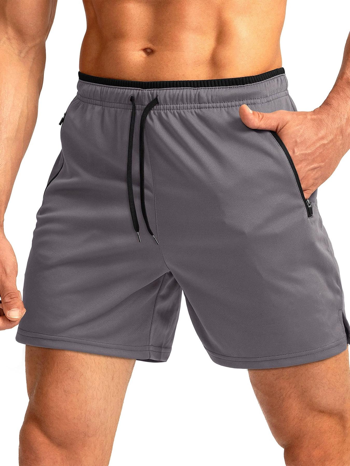 

Мужские летние спортивные шорты: Дышащая пляжная, беговая, повседневная с карманами на молнии 3XL темно-серого