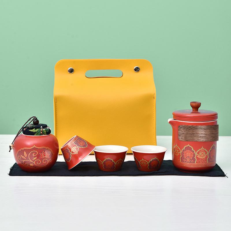 High-end Travel Tea Set, Portable Cup, Full Set of Storage Gift Box, Business Souvenir