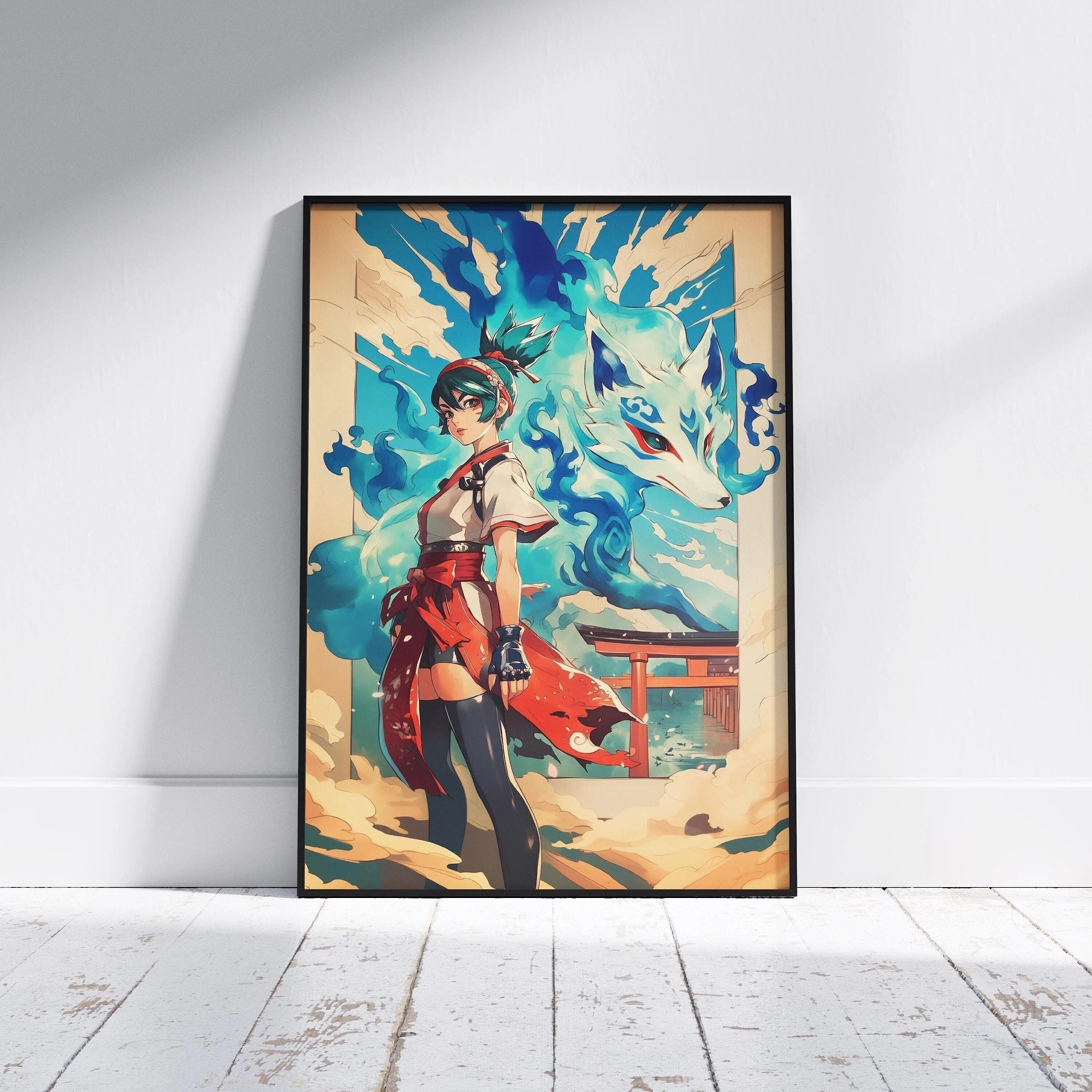 

Kiriko Overwatch Poster Japanese Tapestry Style Gaming Art Printable Bedroom Wall Decor for Gamers Vibrant Design 74x94cm(29x37in)