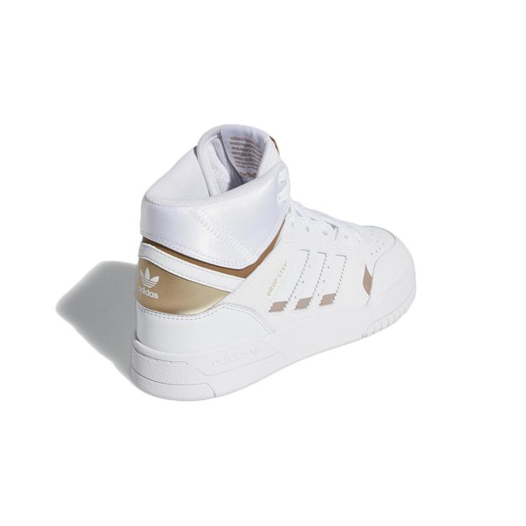 adidas Originals Drop Step J Leder Bequem Abriebfest Abriebfest High-Top Skateboard-Schuhe Weiß EF7155