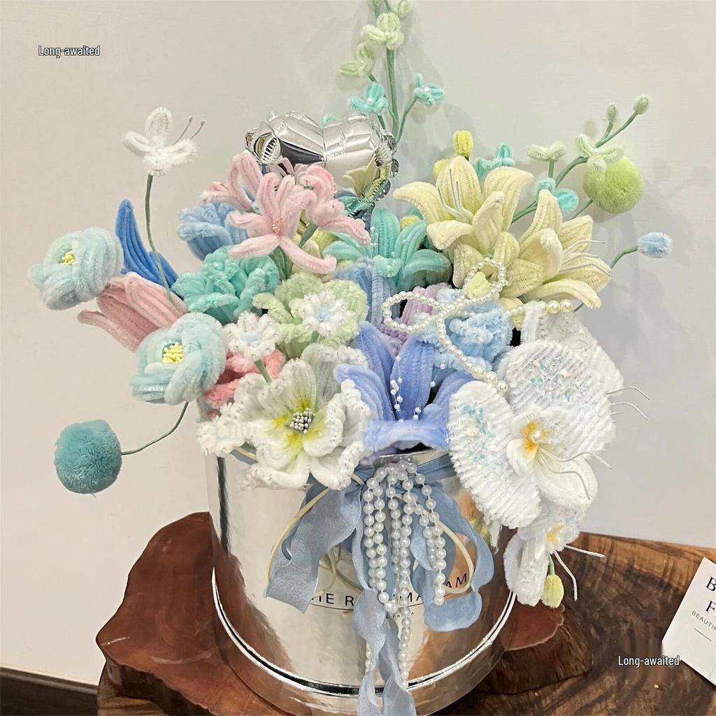 Handmade Pipe Cleaner Rose Bucket Bouquet - DIY Kit & Finished Product for Girlfriends & Best Friends