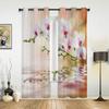 Flower Stone Pink Orchid Reflection White Curtains for Bedroom Living Room Drapes Kitchen Children Window Curtain Home Decor