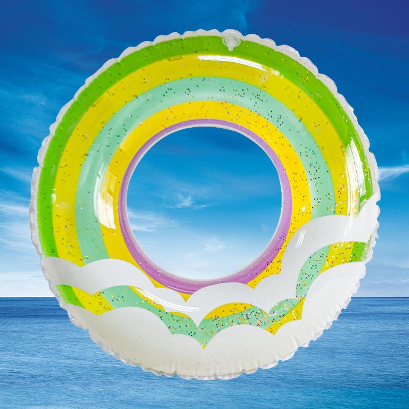 New Rainbow Flower Swimming Ring Water Sports Internet Celebrity Little Fairy Thickened PVC Children's Swimming Ring