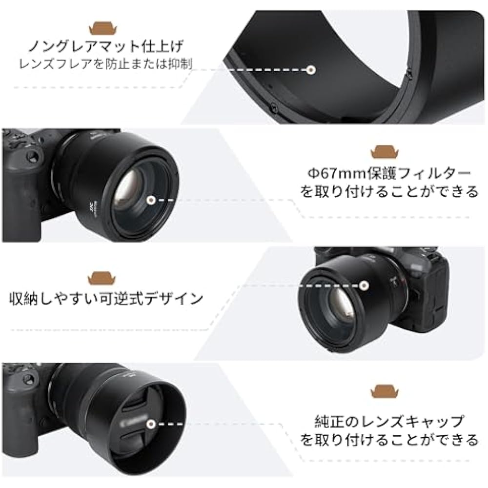 JJC ES-73B Reversible Lens Hood for Canon RF 45mm F1.2 STM Lenses, Compatible with Canon ES-73B, ...
