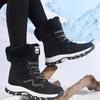 Plush Mid-top Winter Boots Women Warm Cotton Shoes Anti-slip Rubber Sole Outdoor Sneakers Plush Waterproof Ladies Hiking Footwear