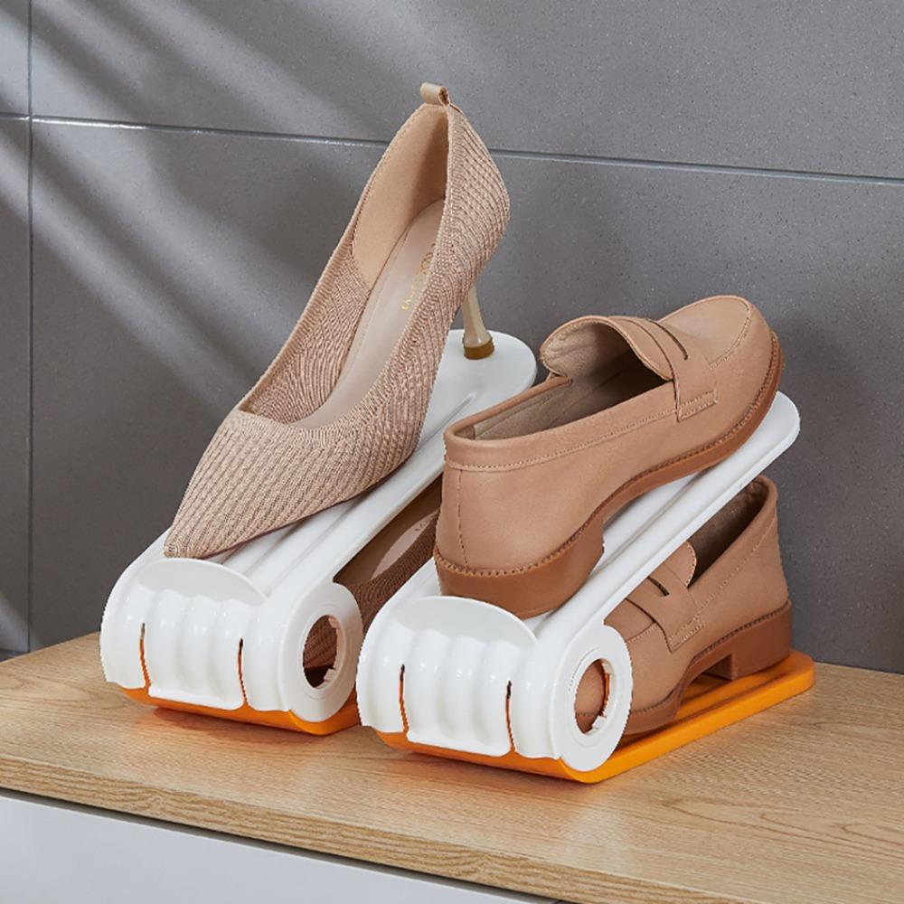 Plastic Shoe Rack Creative Double Layer Adjustable Shoe Organizer Space Saving Integrated Shoe Holder Warderobe