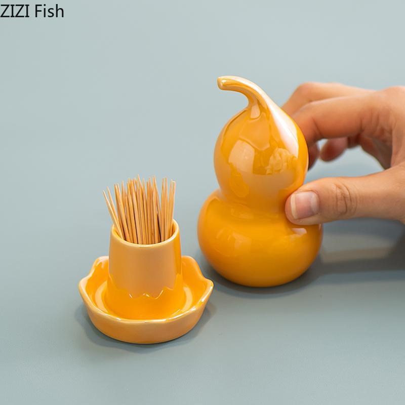 Kürbisförmiger Keramik-Zahnstocherhalter Modern Kreativ Zuhause Restaurant Zahnstocherbox Zahnseide Wattestäbchen Keramik Aufbewahrungsbox