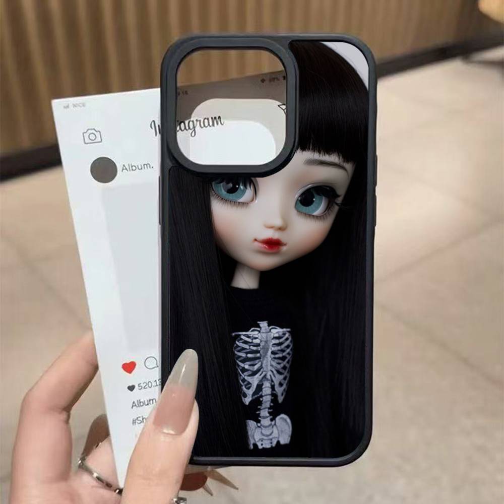 Japanese Korean Retro Doll Dark Baby Artist Black Hard Plastic Phone Case For Iphone 17 Air 16 15 14 13 12 11 Pro Max PC TPU