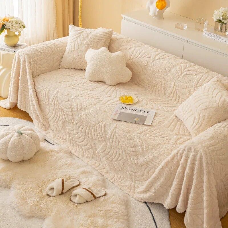 Winter Sofa Cushion Bubble Plush Sofa Cover Cloth Towel New Winter Thickened Warm and Non Slip Plush Cushion