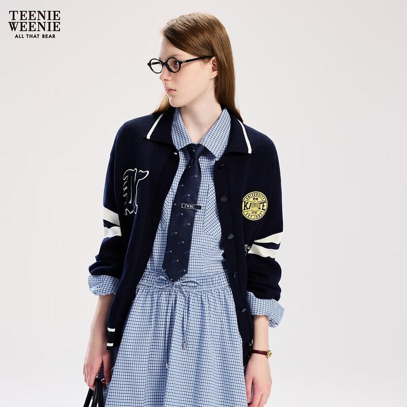 Teenie Weenie Women's Bear Letter Polo Knitted Cardigan