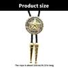 Men and Women Fashion Accessory Leather Cord Bolo Tie with Distinctive Metal Star Badge Pendant Western Necktie Necklace