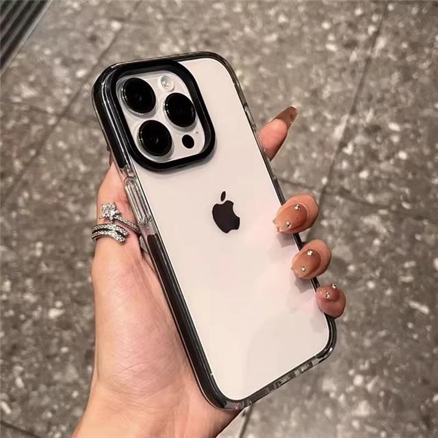 For iPhone 16 Pro Max Luxury Transparent Color Frame Phone Case For iPhone 15 14 13 12 11 Pro Max X Xs Xr Soft Protective Cover