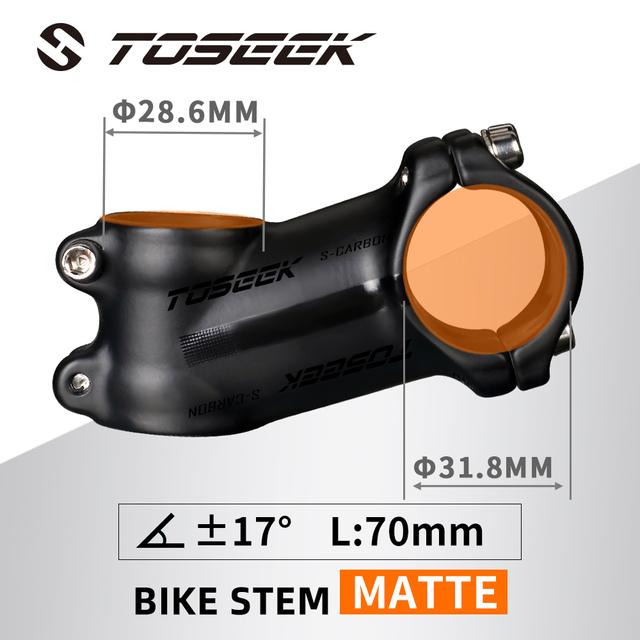 Toseek Ultralight Bicycle Stem 6/17 Degree Bike Handlebar Stem 60/70/80/90/100/110/120mm Aluminum MTB Power Bike Fixed Table 17degree-70mm