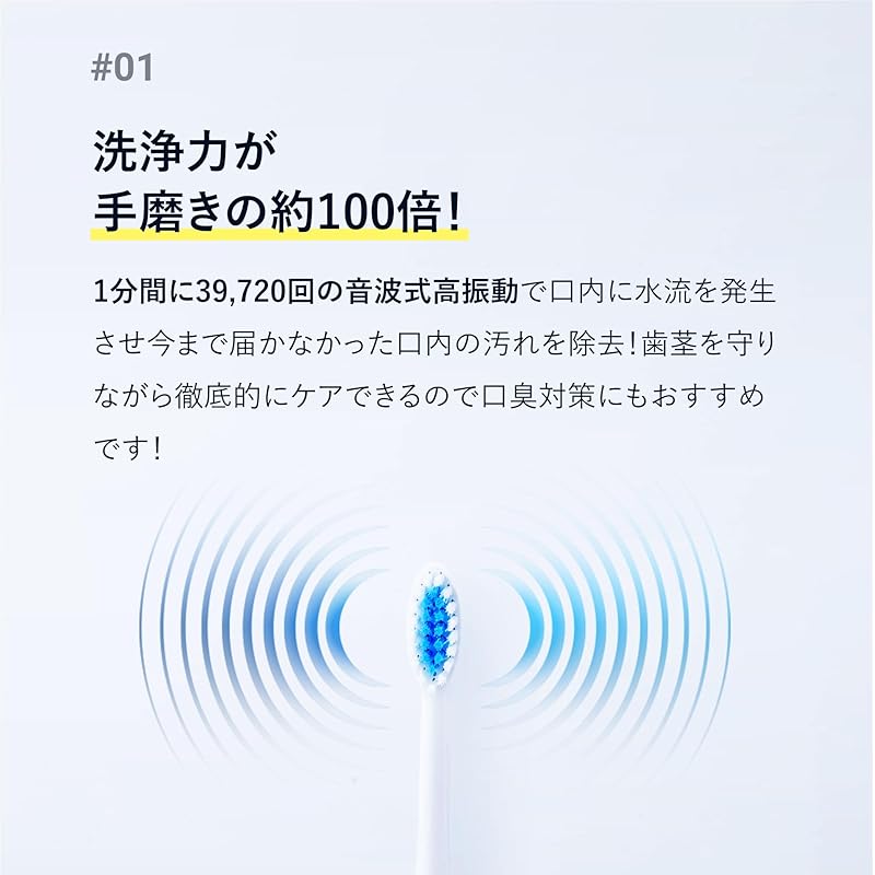 [Recommended by Active Dentists] GALLEIDO Impressive Electric Toothbrush Main Unit + Replacement Toothbrush Set Ultrasound Wireless Charging