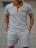 Men's Summer 2026 Lapel Waffle Knit Quick-Dry Short Sleeve Shorts Set