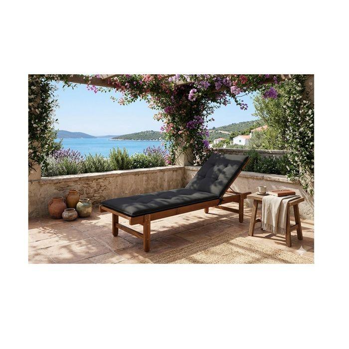 Coussin de sol / Bain de soleil - EDEN - Odalys - 60x190x4 cm - Noir - 100% polypropylène extérieur matelassé