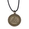 Triquetra Celtic Knot Pendant Necklace Wiccan Occult Protection Jewelry With 45cm Leather Chain