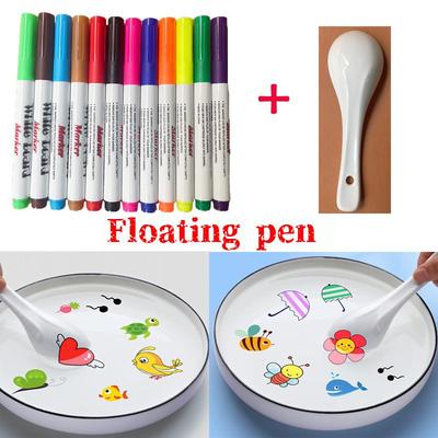 Magic Floating Watercolor Pen, 12 Color Washable Whiteboard Pen, Children's Puzzle Drawing Water Floating Pen Set