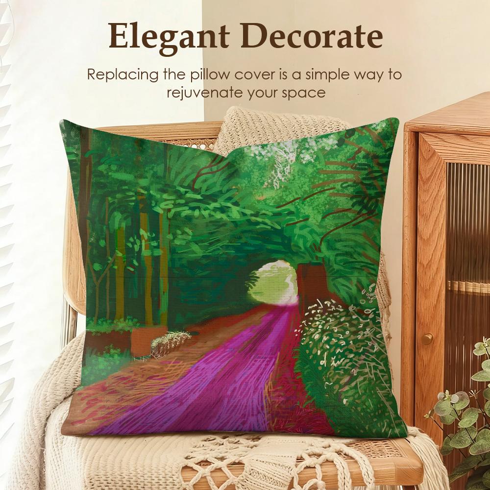 Art DDavid Hockney Cushion Cover Natural Linen Organic Fabric DoubleSided Printing Sofa Home Decor Gift Pillow Case