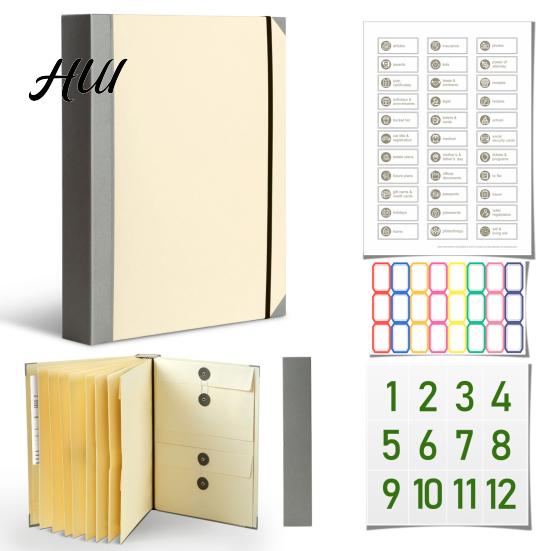 Document Storage Organizer Bag File with Labels Elastic Closure Multi-pocket A4 Legal Documents Photos Letters Folder Holder