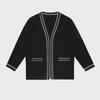 Men's Knitted V-Neck Cardigan Sweater - Spring/Autumn Korean Casual Loose-Fit Top